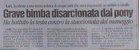 Zeitungsartikel &uuml;ber Miri's Reitunfall